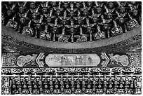 Detail of gilded ceiling and wall, Wen Wu temple. Sun Moon Lake, Taiwan ( black and white)