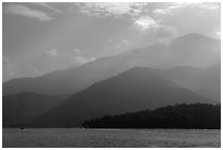 Mountain ridges. Sun Moon Lake, Taiwan (black and white)