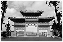 Gate, Syuanzang Temple. Sun Moon Lake, Taiwan (black and white)