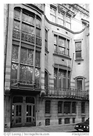Hotel Solvay, an Art Nouveau masterpiece. Brussels, Belgium (black and white)
