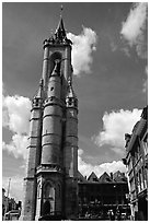 Beffroi, the oldest in the country. Tournai, Belgium (black and white)
