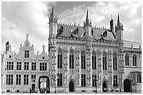 Stadhuis, Belgium's oldest town hall. Bruges, Belgium (black and white)