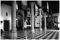 Entrance hall of the town hall. Bruges, Belgium (black and white)