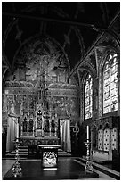 Upper Chapel of the Heilig-Bloedbasiliek (Basilica of Holy Blood). Bruges, Belgium (black and white)