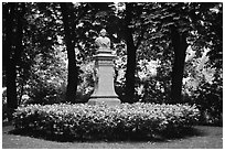Statue in a park. Bruges, Belgium (black and white)