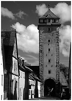Tower of the rampart walls. Rothenburg ob der Tauber, Bavaria, Germany ( black and white)