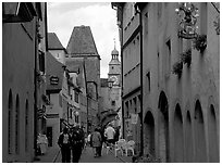Old street. Rothenburg ob der Tauber, Bavaria, Germany ( black and white)