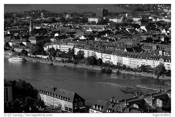 The Main River. Wurzburg, Bavaria, Germany (black and white)