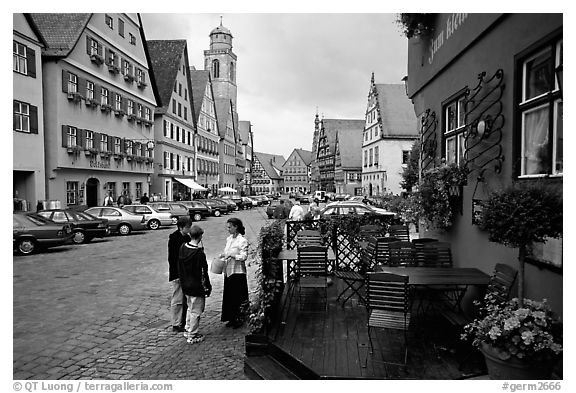 Main plaza,  Dinkelsbuhl. Bavaria, Germany (black and white)