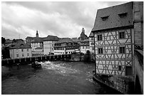 Houses and canal, Bamberg. Bavaria, Germany ( black and white)