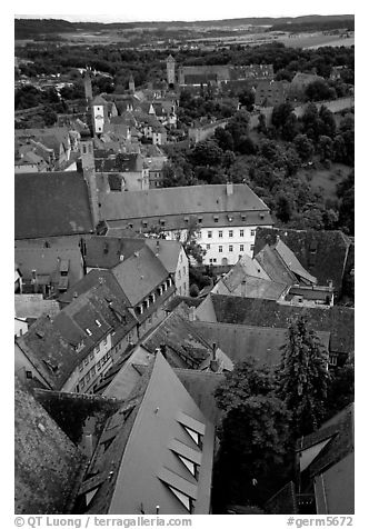 Rooftops seen from the Rathaus tower. Rothenburg ob der Tauber, Bavaria, Germany