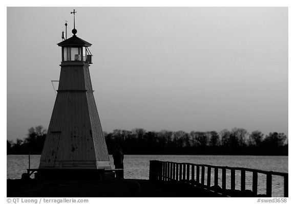 Lighthouse on Vattern Lake, Vadstena. Gotaland, Sweden