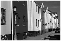 Row of colorful houses. Gotaland, Sweden ( black and white)