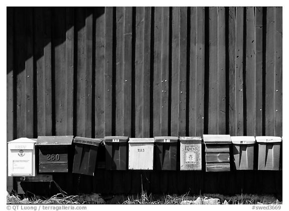 Row of mailboxes. Gotaland, Sweden