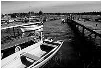 Boats and pier. Gotaland, Sweden (black and white)
