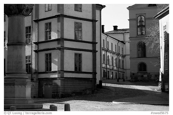 Streets of Gamla Stan, the island where the city began. Stockholm, Sweden (black and white)