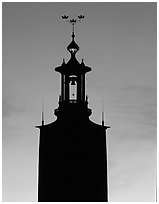 Tower of the Stadshuset. Stockholm, Sweden (black and white)