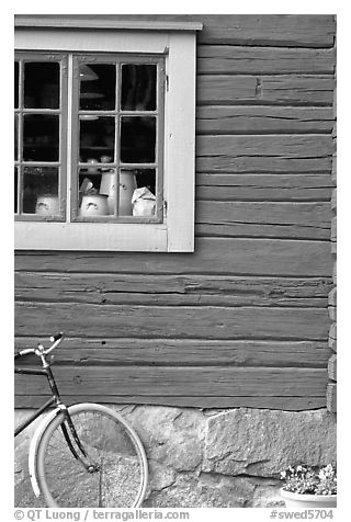 Bicycle and window. Stockholm, Sweden
