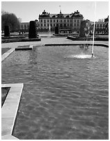 Basin in royal residence of Drottningholm. Sweden (black and white)