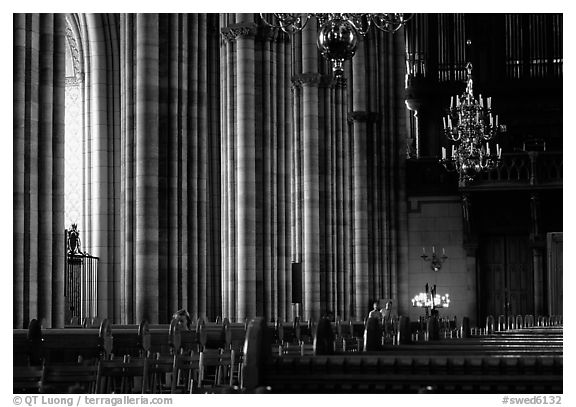 Inside the great Uppsala cathedral. Uppland, Sweden (black and white)