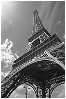 Eiffel tower seen from the base. Paris, France (black and white)