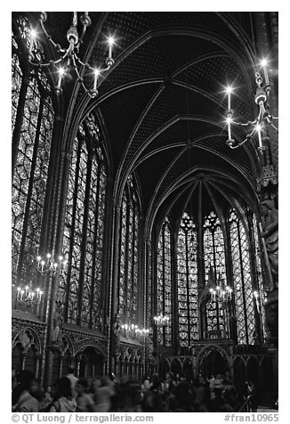 Upper Holy Chapel. Paris, France (black and white)