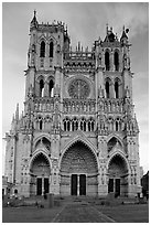 Cathedral facade, Amiens. France (black and white)