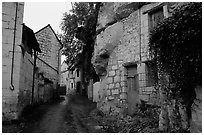 Troglodyte houses. Loire Valley, France (black and white)