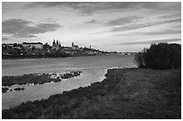 Blois across the Loire River. Loire Valley, France (black and white)