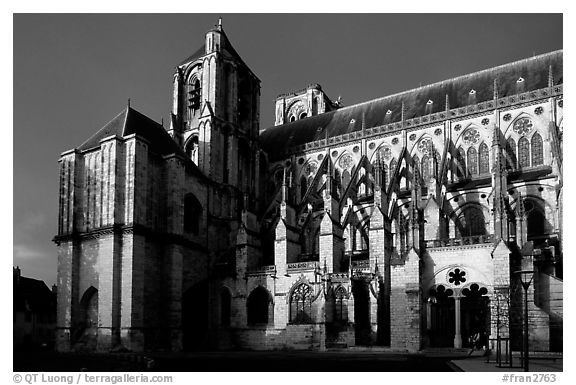 Bourges Cathedral before storm. Bourges, Berry, France (black and white)