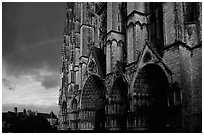 Cathedrale  Saint-Etienne de Bourges  and rainbow. Bourges, Berry, France (black and white)