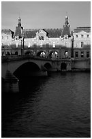 Louvre and Pont Royal at sunset. Paris, France ( black and white)