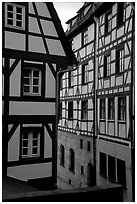 Half-timbered houses. Strasbourg, Alsace, France ( black and white)