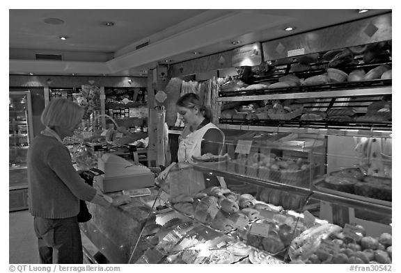 Inside a bakery. Paris, France (black and white)