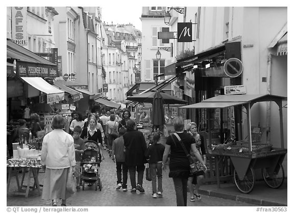 Rue Mouffetard. Paris, France (black and white)