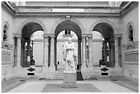 Courtyard of the College de France. Quartier Latin, Paris, France (black and white)