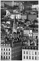 View of city and St-George church. Lyon, France (black and white)