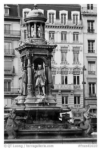 Monumental fountain. Lyon, France (black and white)