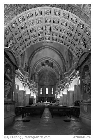 Romanesque nave of Cathedral of Notre-Dame-des-Doms. Avignon, Provence, France