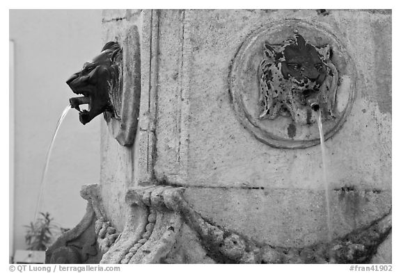 Fountain detail. Aix-en-Provence, France (black and white)