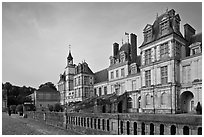Palace of Fontainebleau, late afternoon. France ( black and white)