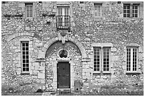 Facade of stone house, Provins. France ( black and white)