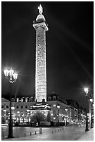Colonne Vendome by night. Paris, France (black and white)