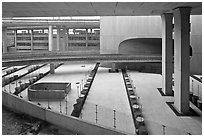 Concrete structures, Roissy Charles de Gaulle Airport. France ( black and white)