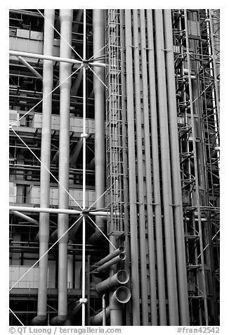 Exposed functional structural elements of Centre George Pompidou. Paris, France