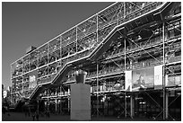 Centre George Pompidou (Beaubourg) in postmodern style. Paris, France (black and white)