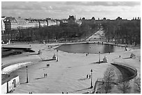 Tuileries garden in winter from above. Paris, France (black and white)