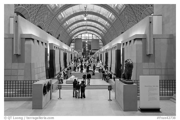 Interior of the Musee d'Orsay. Paris, France (black and white)