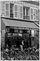 Cafe and bicycles, le Marais. Paris, France (black and white)