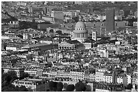 The Quartier Latin seen from the Montparnasse Tower, late afternoon. Quartier Latin, Paris, France (black and white)